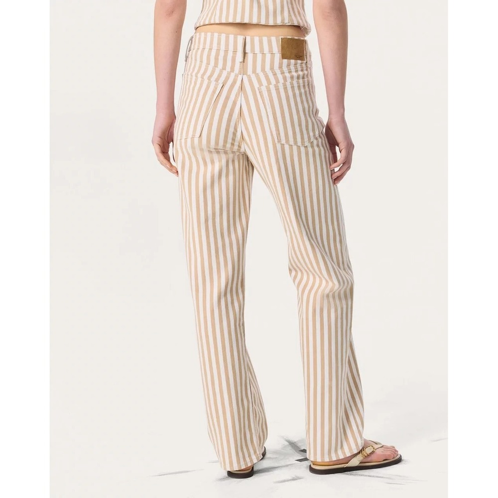 Rag & Bone Shea High Rise Relaxed Straight Jeans Womens 24 Tan Stripe - Picture 3 of 9